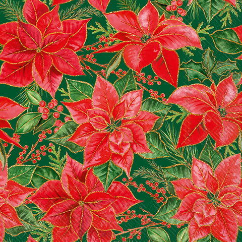 Christmas Poinsettia Lunch Napkins