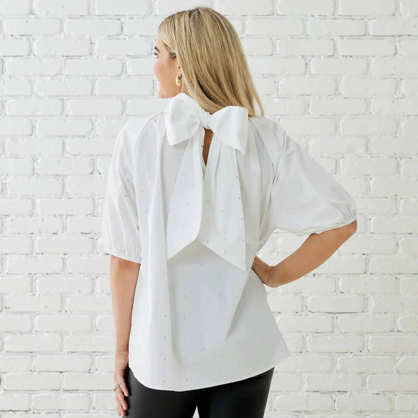 Ryan Bow Sparkle Top | White