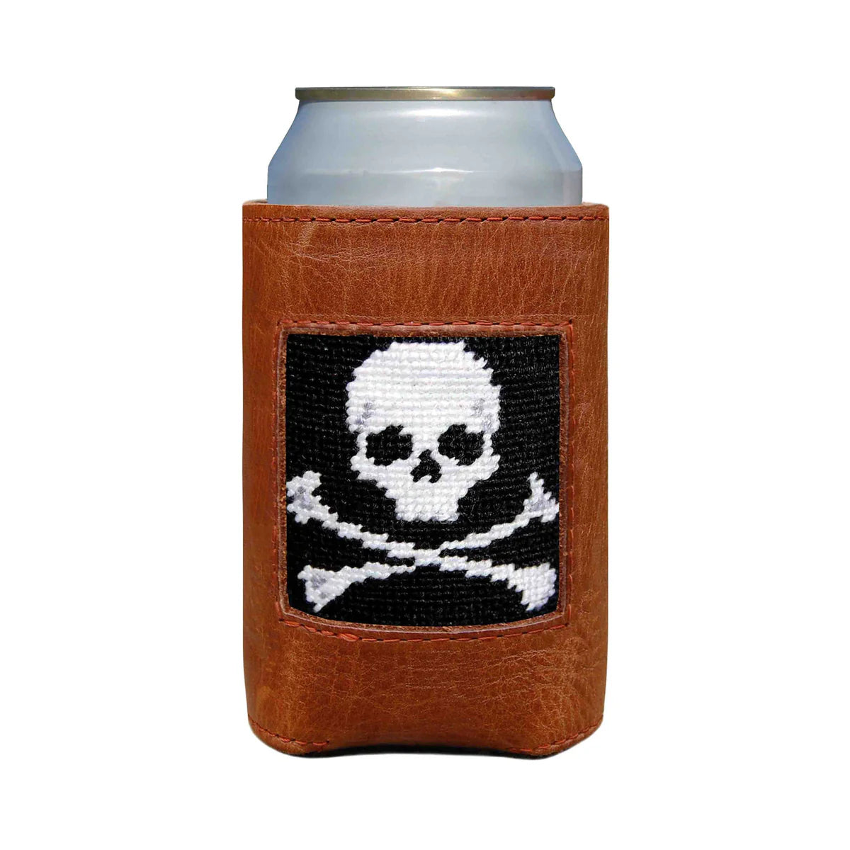 Jolly Roger Needlepoint Can Cooler | Black