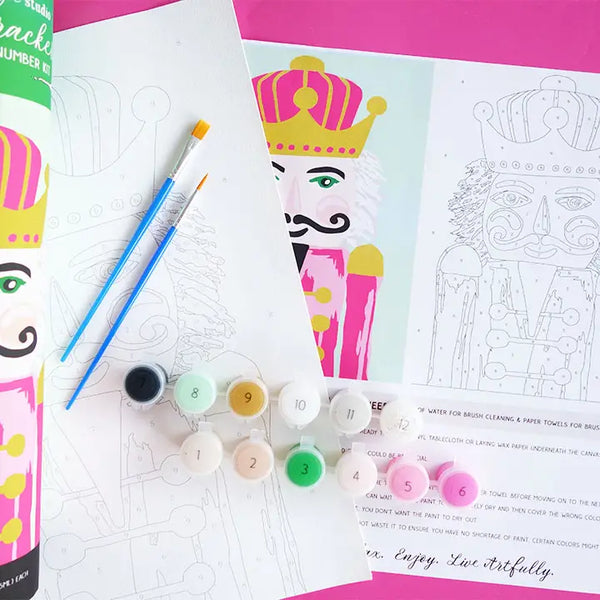 Pink Nutcracker Paint By Number Kit with Glitter Paint