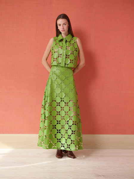 Elizabeth Skirt - Laser Cut Green