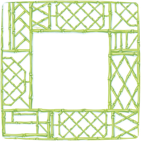 Bamboo Screen Moss Green Square Paper Dinner Plates