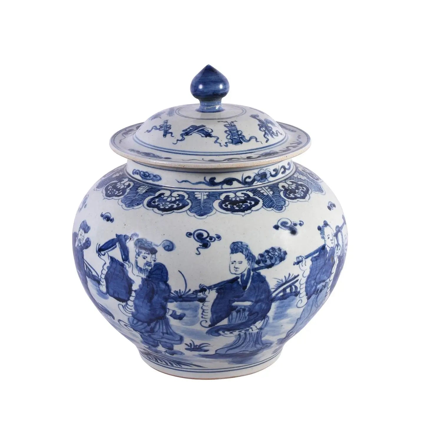 Blue & White Ginger Jar with Eight Immortals Motif