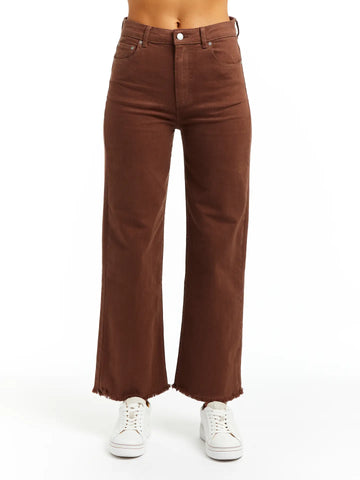 Alice High Rise Color Denim - Wide Straight Ankle Crop Fray | Peppercorn