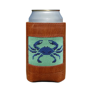Blue Crab Needlepoint Can Cooler | Mint