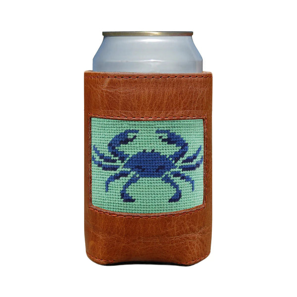 Blue Crab Needlepoint Can Cooler | Mint