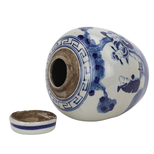 Blue and White Mini Jar Three Immortals -