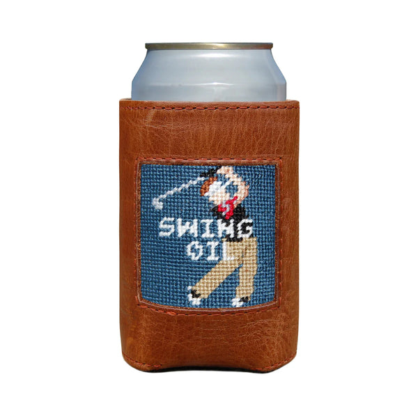 Swing Oil Needlepoint Can Cooler | Slate