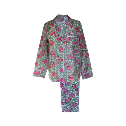 Jaipur Green & Pink Cotton Pyjamas
