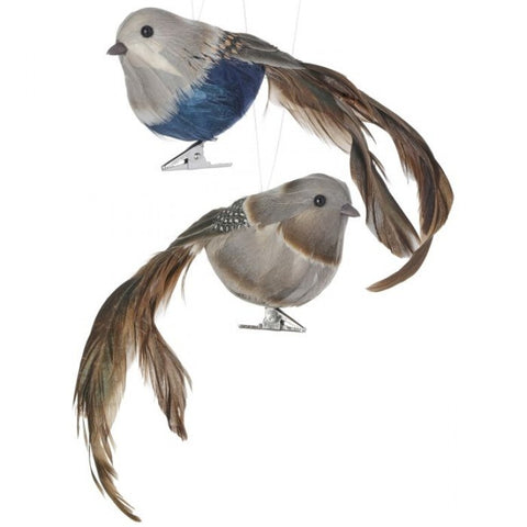 4" Feather Long Tail Quail Clip On Ornament