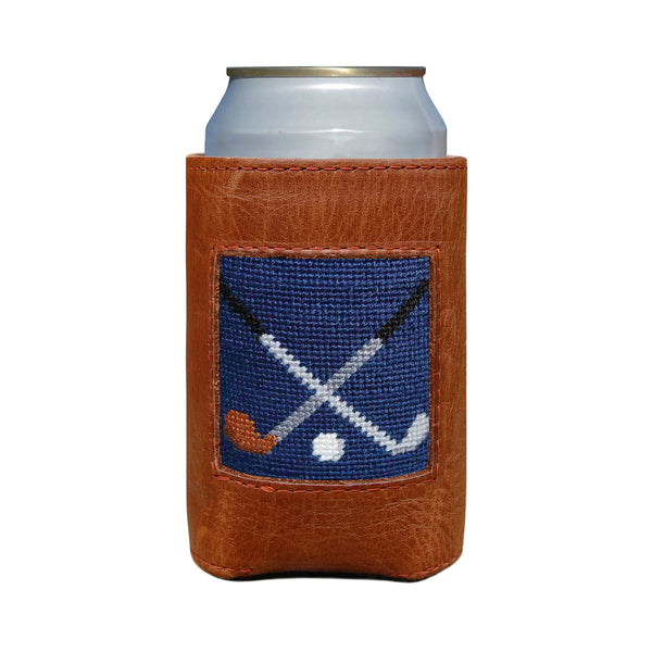 Crossed Clubs Needlepoint Can Cooler | Navy