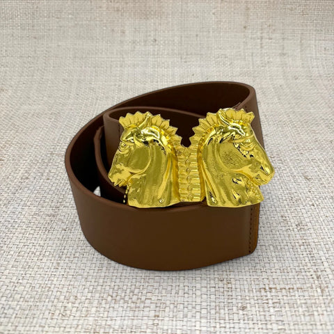 Gold Trojan Belt Buckle