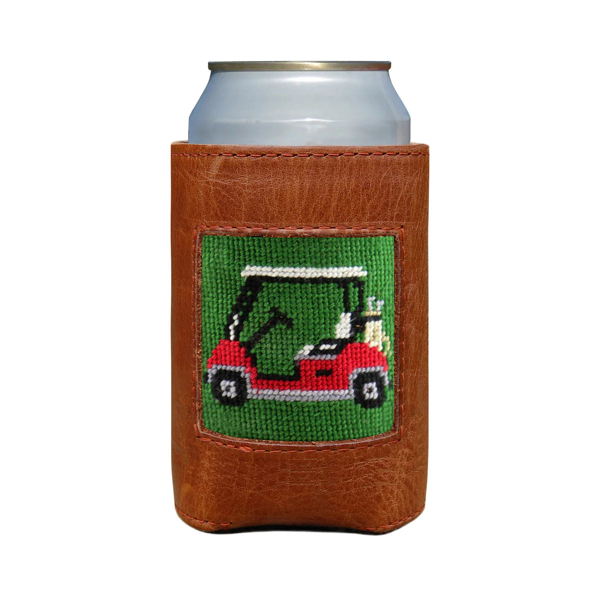 Golf Cart Needlepoint Can Cooler | Forest