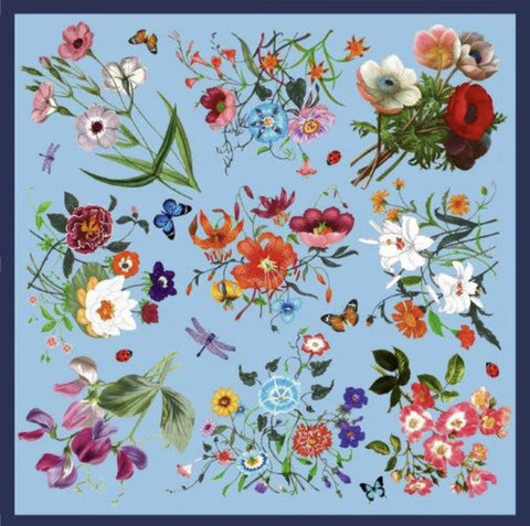 La Vie en Rose Silk Scarf | Blue