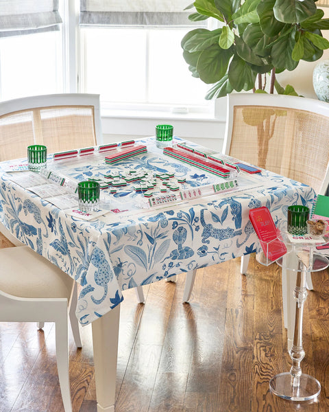Amazon Blue Instructional Mahjong Tablecloth