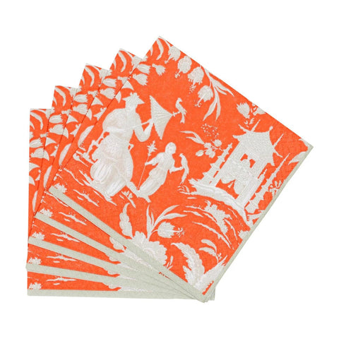 Silk Road Toile Mandarin Paper Cocktail Napkins