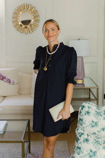 Percy Popover Dress in Navy