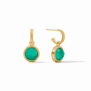 Fleur-de-Lis Hoop & Charm Reversible Earring | Iridescent Emerald Green