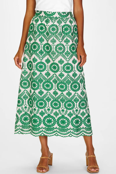Mira Skirt | Emerald Vine Embroidery