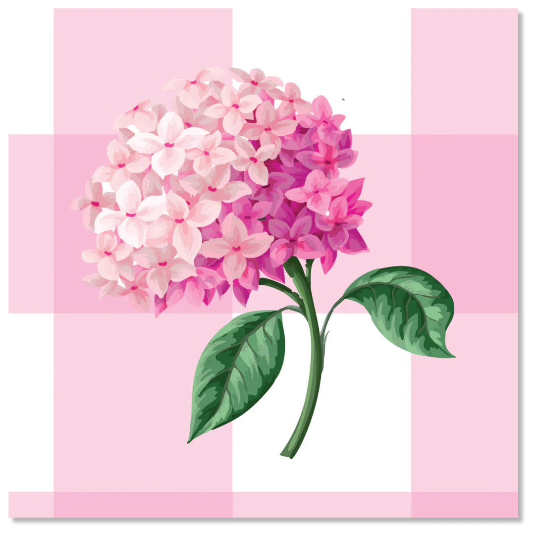 Pink Gingham + Hydrangea  Enclosure Cards