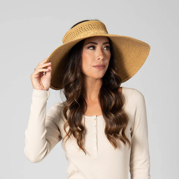 Everyday Full Coverage - Wide Brim Roll Up Visor | Toast