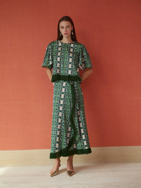 Cooper Wrap Skirt - Green Garland