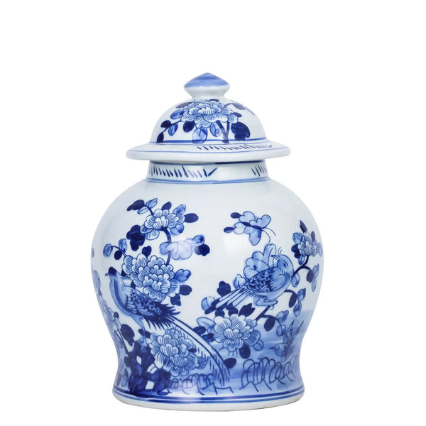 Small Porcelain Temple Jar Birds Blossom