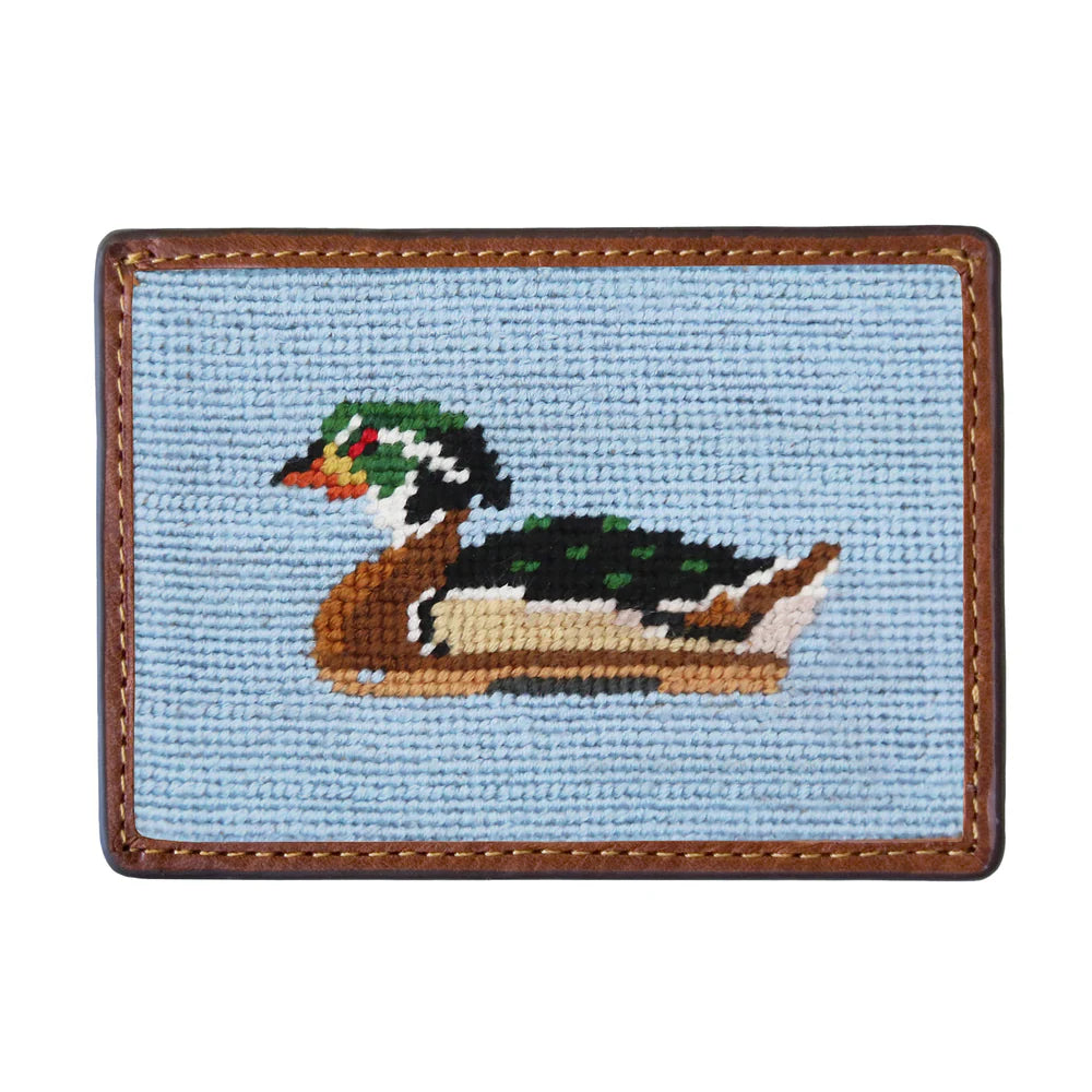 Wood Duck Decoy Needlepoint Card Wallet
