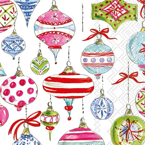 Merry Vintage Ornaments Lunch Napkins