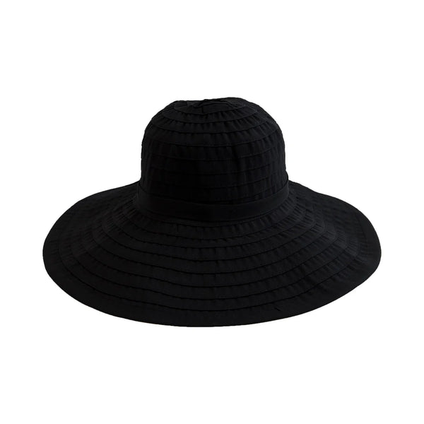 Women's Large Brim Ribbon Hat with a Bow | Black