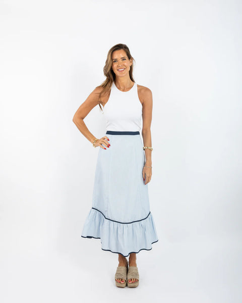 Addie Skirt - Blue Stripe