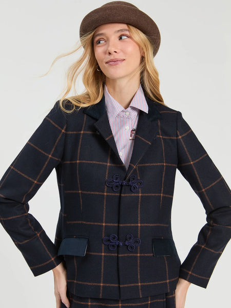 Wool Plaid XL Jacket Navy + Camel