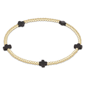 Signature Cross Small Gold Pattern 2mm Bead Bracelet | Onyx