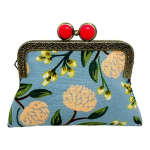Peony Dusty Blue Coin Purse