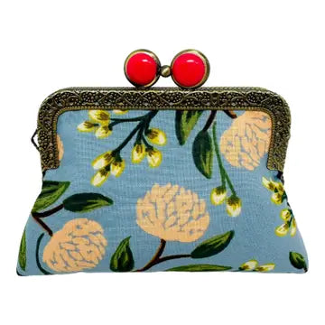 Peony Dusty Blue Coin Purse