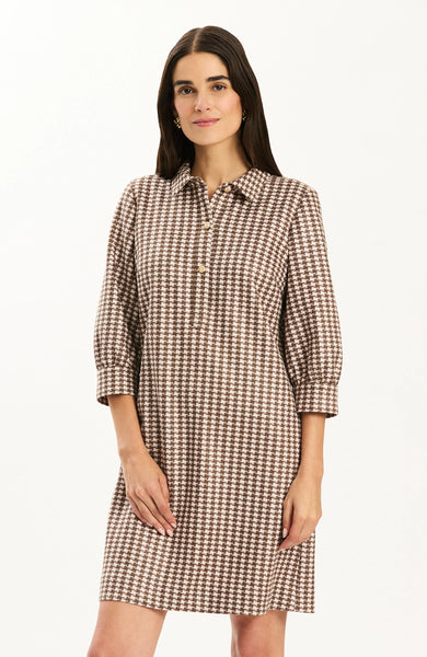 Kat Knit Dress | Houndstooth Demitasse