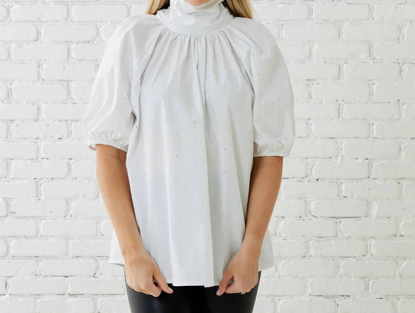 Ryan Bow Sparkle Top | White