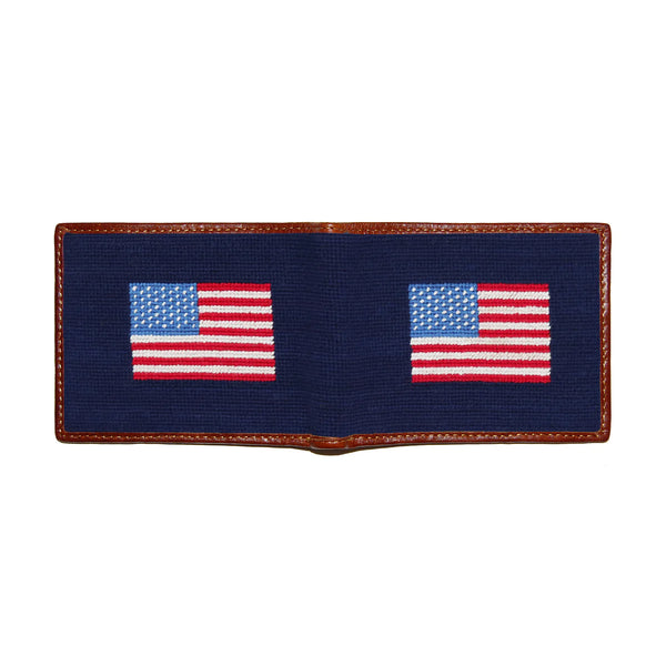 American Flag Needlepoint Wallet | Dark Navy