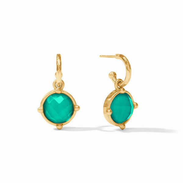Honeybee Hoop & Charm Earring | Iridescent Emerald Green
