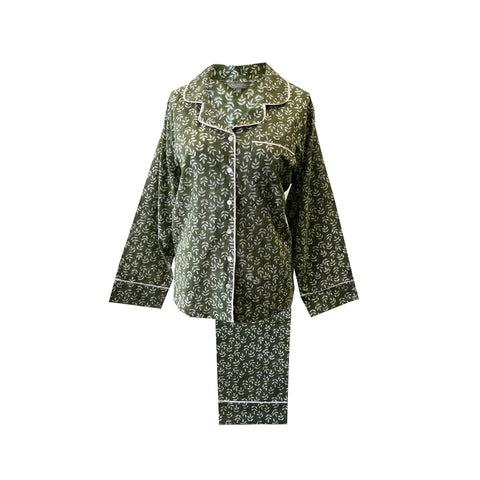 Green Falling Leaf Cotton Pyjamas