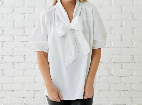 Ryan Bow Sparkle Top | White