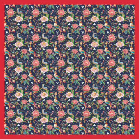 Garden Party Silk Scarf | Navy
