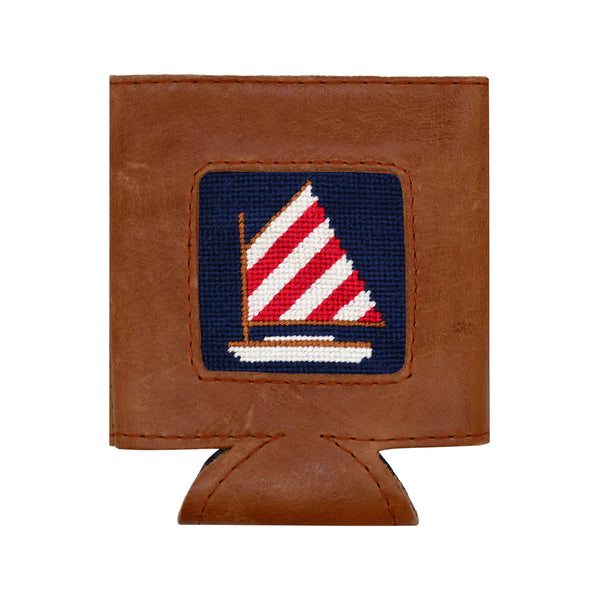 Rainbow Fleet Needlepoint Can Cooler | Dark Navy