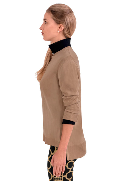 Sneek A Peek Knit Sweater | Tan