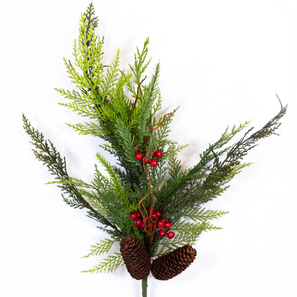28" UV Mini Evergreen Spray with Cone/Berry
