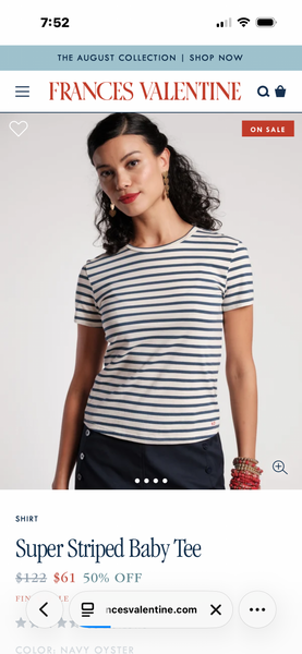 Super Striped Baby Tee | Navy/Oyster