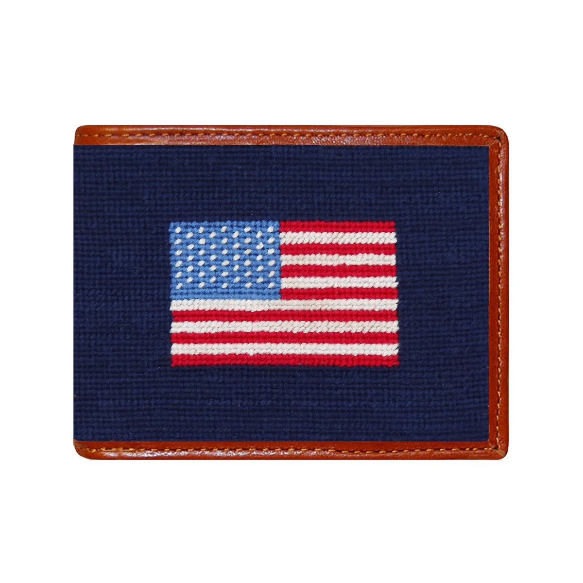 American Flag Needlepoint Wallet | Dark Navy