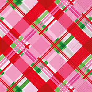 Pink Plaid Cocktail Napkins