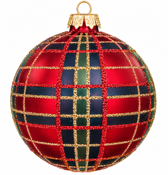 Plaid Glitter Ball Ornament