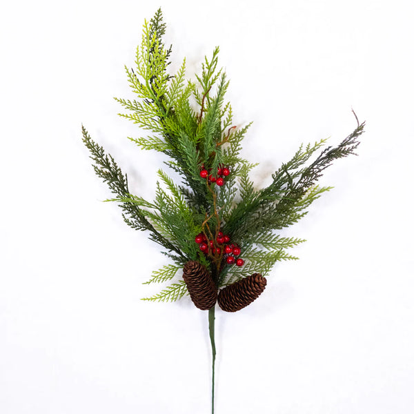 28" UV Mini Evergreen Spray with Cone/Berry